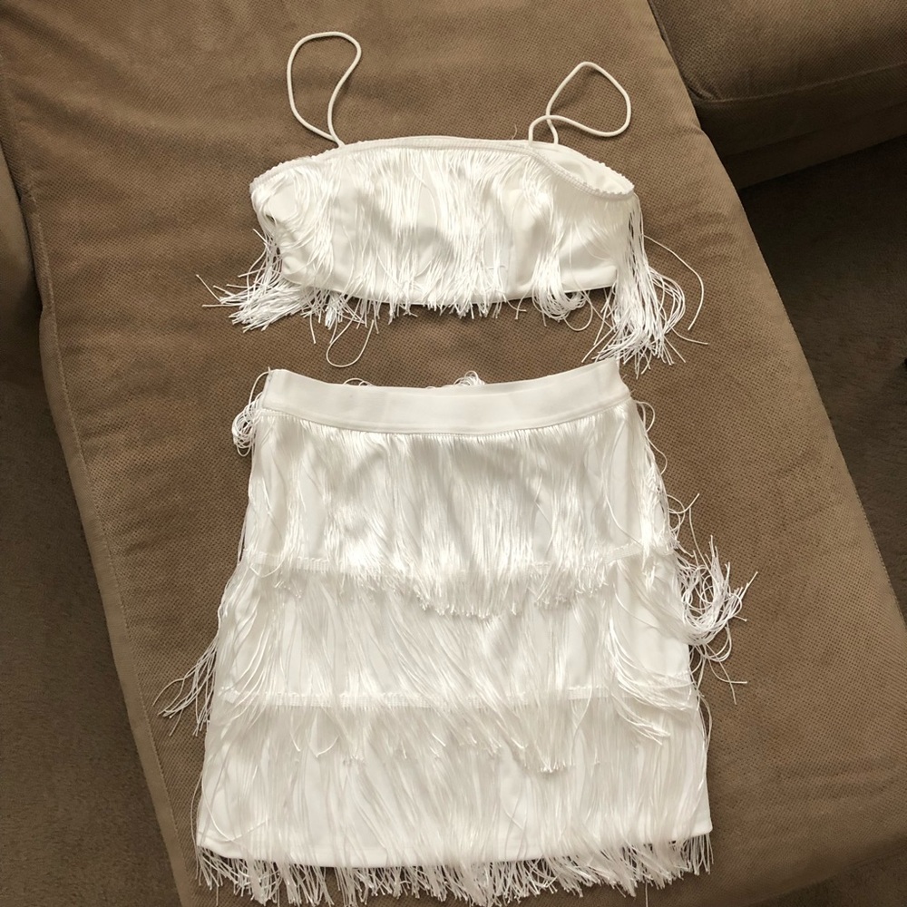 SHEIN white fringe 2 piece set